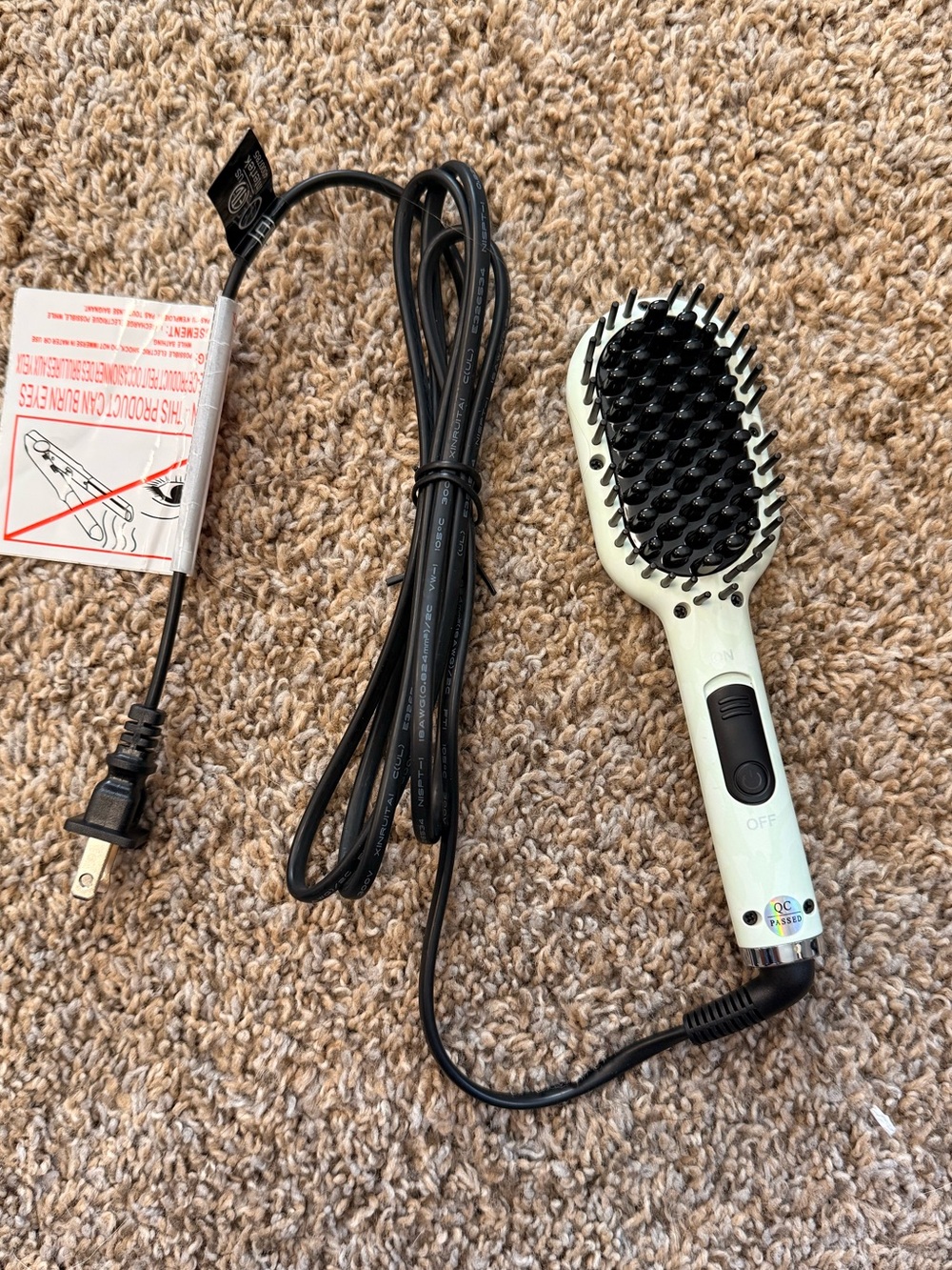 Travel size Electric Heated Hair Straightening Brush - White